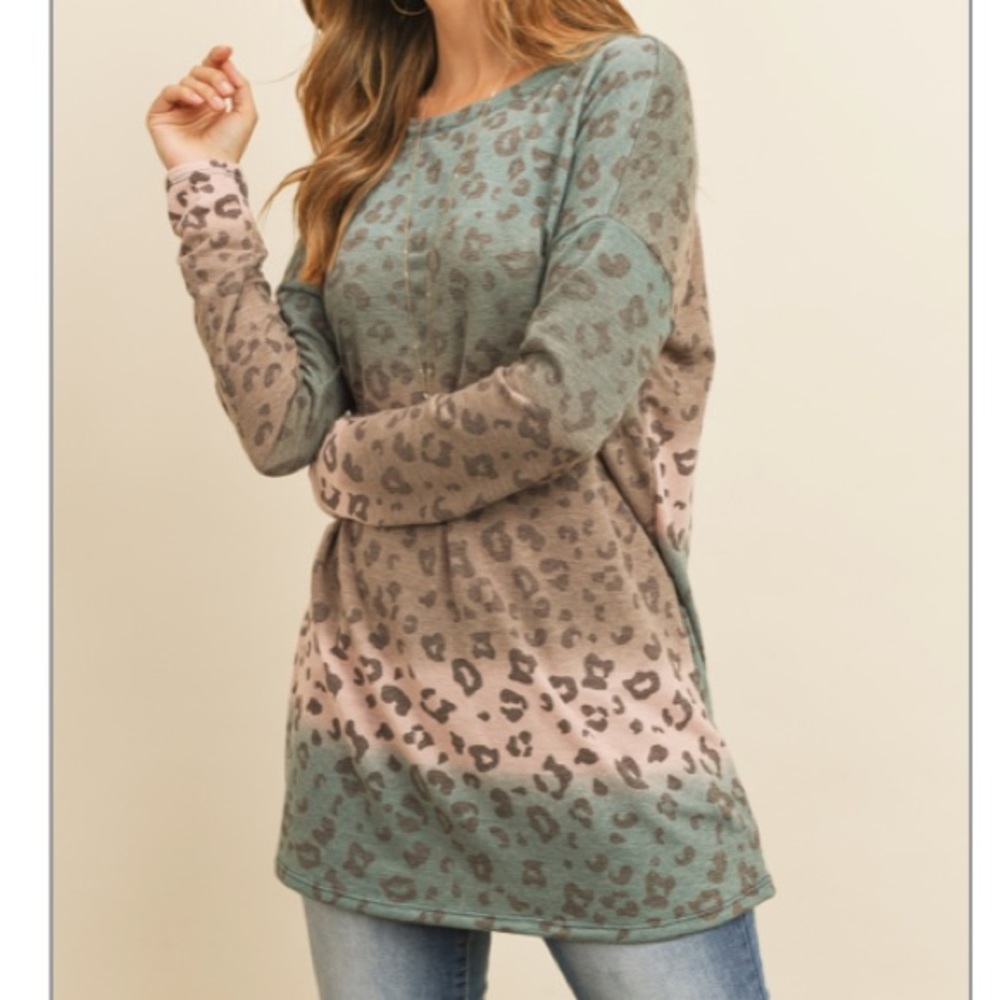 Color Bock, Animal Print Tunic Top - Picture 7 of 9